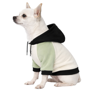 Olive Cream Colorblock Dog Hoodie Soft Fleece Pet <b>Sweatshirt</b> With Hood Cozy Warm Pullover Winter Wear For Small Medium Dog - Product Image 3