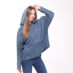 Sweat à capuche oversize pour femme en molleton bouclette de haute qualité, style streetwear décontracté hiver, 100% coton, écologique, séchage rapide, avec logo avant - Product Image 3