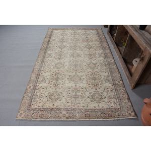 Classique Beige Marron 4.6X8.4 ft Vintage Turc Tapis Faux Lapin Fourrure avec Latex Support Patchwork Motif pour Couloir Chambre - Product Image 1