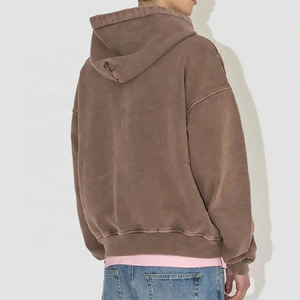 Sweat à capuche zippé délavé personnalisé pour homme et femme, en molleton, style vintage, streetwear, surdimensionné, 100% coton, sweat à capuche d'hiver - Product Image 2