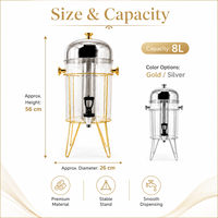 Distributeur de jus commercial en acier inoxydable 8L avec robinet pour hôtel, restaurant, buffet, restauration