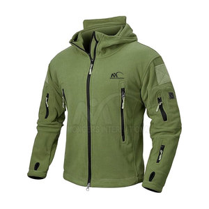 แจ็กเก็ตแนวยุทธวิธีผ้าขนแกะสีทึบสำหรับฤดูหนาว2025มีโลโก้ด้านหน้า - Product Image 1