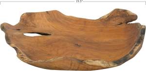 Plateau de service en bois de teck sculpté à la main Plateau décoratif fait main en grain de bois Taille personnalisée Couleur bois naturel - Product Image 4