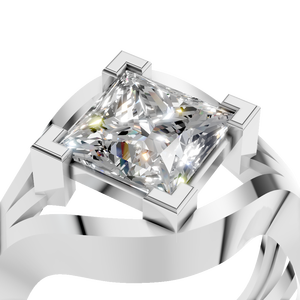 Anillo de Compromiso Solitario con Moissanita de 2 Quilates, Corte Princesa, Color E-F, Claridad VVS-VS, Engaste de Puntas, Oro Sólido de 14k, para Mujer, Boda, Fiesta - Product Image 5