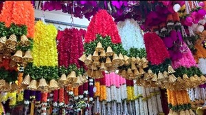 100 piezas de tela colgante hecho a mano para decoración floral colgantes de pared templo, Diwali decoración colgante, regalo de Diwali, decoración Al Festival - Product Image 2