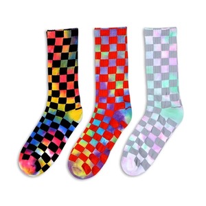 Nouvelle mode hommes chaussettes cravate colorant Plaid avec couleurs fluorescentes coton matériel Hip Hop Style drôle heureux Vortex Design - Product Image 3