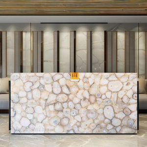 Dalle géante en agate blanche cristal Agate naturelle translucide mur personnalisé pénal rétro-éclairé - Product Image 3