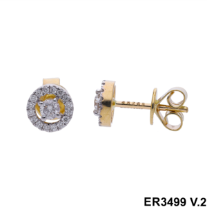 Boucles d'oreilles clous halo élégantes et sophistiquées en or 14K plaqué rhodium avec diamants naturels taille brillant rond de 0,36 carats pour femme - Product Image 2