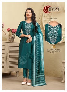 Attctaive Design Readymade 3 piezas Kurtis Pant Set con trabajo de bordado para ropa casual de India Export - Product Image 2