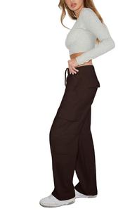 Pantalones Joggers Casuales de Cintura Alta para Mujer, Estilo Cargo, de Lona, Frente Plano, Ecológicos, Ligeros, Transpirables, de Pierna Ancha, con Bolsillos, 2026 - Product Image 3