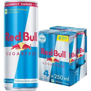Boisson énergisante RedBull sans sucre, saveur cerise, bouteille de 12 fl oz avec 80 mg de taurine et vitamines B. Classique original en vrac, 250 ml - Product Image 1