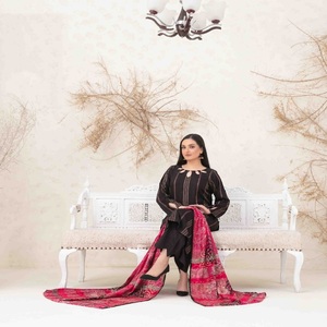 Ensemble Kurta pour femme-Vente en gros de costumes de pelouse indiens pakistanais 3 pièces Tawakkal Salwar Kameez Dupata Party Wear brodés - Product Image 5