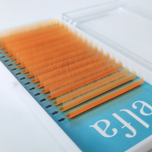 Extensiones de Pestañas Individuales de Color Naranja Neón Hechas a Mano por ELFA, Fáciles de Aplicar, Tira Completa, Fibra HY LON, Naturales y Suaves - Product Image 5