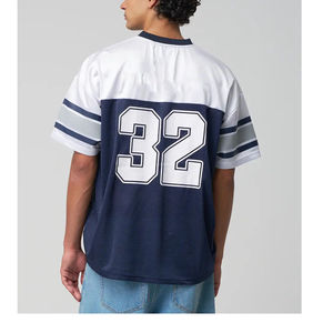 Maillot de football rétro vintage bleu et blanc classique personnalisé, transfert thermique, vêtements de football américain, short en mesh respirant - Product Image 2