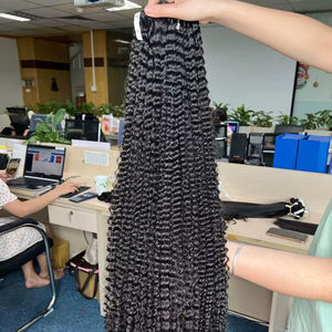 Extensions de cheveux Remy humains 100% Super Double Drawn Deep Curly Natural Wave Skin Weft Bundles de cheveux - Product Image 1