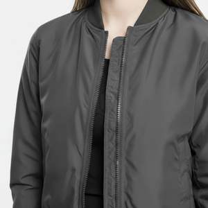 Chaqueta Bomber Clásica y Cómoda con Bordado Personalizado, Chaqueta Bomber Gris Unisex para Mujer, Chaqueta Ligera de Primavera - Product Image 5