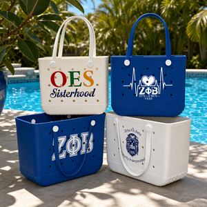 Sac de plage personnalisé avec logo de sororité, sac fourre-tout en EVA « Greek Life », cadeau personnalisé pour la sesterie, grand format, imperméable, respirant, été, automne, printemps - Product Image 2