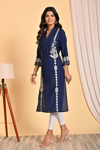 Phụ nữ Ấn Độ xu hướng truyền thống thủ công kẻ sọc kurti Quần phù hợp với nhà thiết kế nhìn đáng tin cậy Nhà cung cấp nhà máy đảm bảo chất lượng - Product Image 6