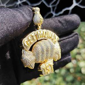 Colgante de Plata 925 con Baño de Oro, Diseño Personalizado, Corte Brillante de Moissanita, Estilo Hip Hop, Forma de Letra, para Fiestas, Colgantes Finos, Dijes - Product Image 3