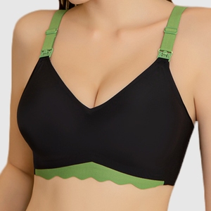 Bmama Maternity Cool Jelly Series Black Color Comfy V Neck Silicon Strip Ultra Thin Cups Sleeping Sportswear Nursing Bras