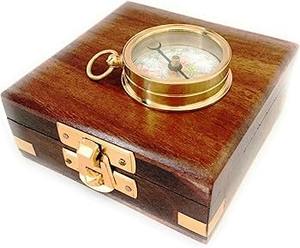 Faizacraft laiton antique fini fil Mary Rose cadran solaire boussole boîte en bois de taille personnalisée cadeau de poche pour les activités de plein air - Product Image 5