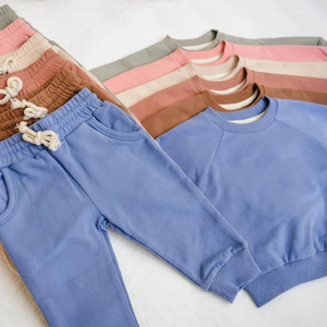 Kids Plus Size Spring Tracksuit Sets <b>Hoodie</b> and Sweatpants Solid Color Cotton Casual Long Sleeve - Product Image 5