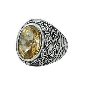 Bague en argent sterling 925 avec citrine naturelle jaune, faite à la main, ovale, bijou de déclaration, pierre taillée, pierre de naissance de novembre - Product Image 1