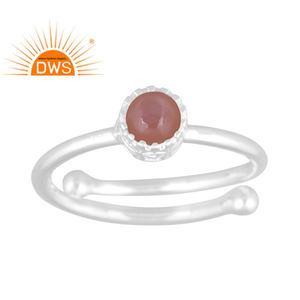 Dernières tendances 925 bague empilable en argent sterling fin avec pierre de lune en chocolat naturel fabricant de bijoux personnalisés - Product Image 1