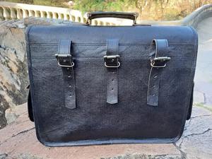 Sac latéral de moto en cuir véritable fait à la main, grand sac de moto - Product Image 4