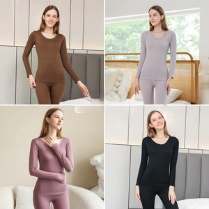 ชุดผ้าฝ้ายขนแกะแขนยาวสำหรับผู้หญิงชุดเสื้อผ้าหนาให้ความร้อนสองด้านสำหรับชุดกันหนาวขายาว - Product Image 2