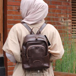 High Quality Genuine Leather <b>Backpack</b> for Men and <b>Women</b> with Multiple Compartments Stylish Brown <b>Small</b> Travel Bag Handmade - Product Image 4