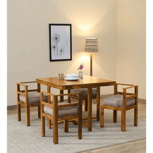 Ensemble de salle à manger contemporain Innsbruck 4 places en bois de sheesham avec finition rustique en teck résistant aux rayures - Product Image 1
