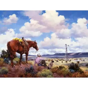 Cowboy Accent Decor Carrelage en porcelaine Jack Sorenson Western Art RW-JS041AT brillant/mat Finition carrée pour usage intérieur Firebrick - Product Image 1