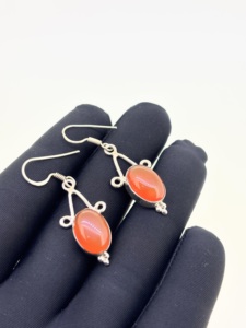 Exquisite Pure 925 Sterling Silver 18K Gold Plated Bulk Supply Natural Carnelian Oval Cut Cabochon Gemstone <b>Cute</b> <b>Earrings</b> Fine - Product Image 2