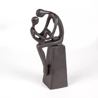 Mère et enfant tendre étreinte Sculpture en métal couleur noire enduit en laiton support stable Accents décoratifs pour la maison décor de Table