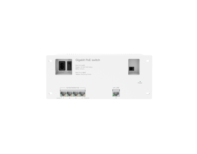 Industrial-Grade 5-Port Gigabit Poe+ Switch 4*30W Ports, 65W Budget 802.3at/Af Compliance Designed for Low Voltage Cabinets