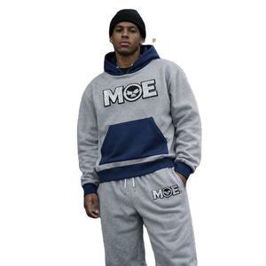 Custom Logo Embroidery Sweat Suit Heavyweight Cotton Fleece Streetwear Winter Men's Contrast-Colors Flared <b>Sweatpants</b> Tracksuits - Product Image 2