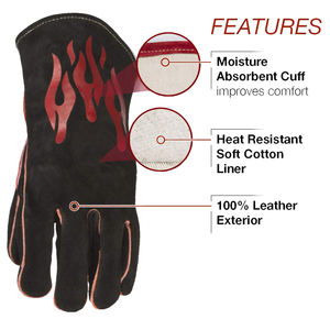 Guantes de soldadura de cuero ecológicos Doble Palma Anti-vibración Resistente al calor 16 PULGADAS Materiales sostenibles - Product Image 3