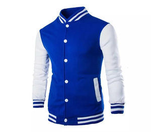 Chaqueta con letras de manga larga con estampado personalizado para hombre, chaquetas de béisbol universitarias lisas en blanco - Product Image 1