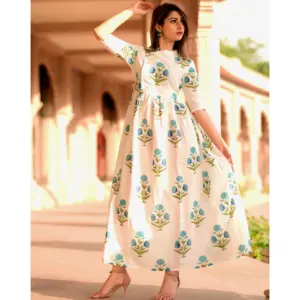 Robe d'été élégante et décontractée pour femme, à imprimé floral, en coton respirant, à manches courtes, polyvalente - Product Image 1