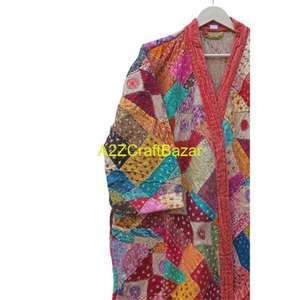 Chaqueta Kantha Hecha a Mano para Mujer, 100% Algodón Puro, Abrigo de Invierno, Multicolor, Artesanía India, Regalo - Product Image 6