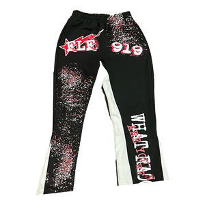 Personalizado vintage zip up Sudadera con capucha y pantalones de chándal Jogger conjunto de dos piezas de la pantalla DTG impresión chándal lavado ácido hombres chándales - Product Image 2