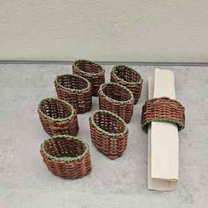 Juego de servilleteros de ratán de resina verde hechos a mano, decoración de mesa para fiesta de boda, accesorios de comedor Vintage - Product Image 6