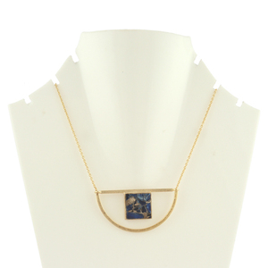 สร้อยคอทองแดงเทอร์คอยส์รูปสี่เหลี่ยมดีไซน์เนอร์ยอดนิยมใหม่สร้อยคอสายเคเบิลชุบทอง - Product Image 3