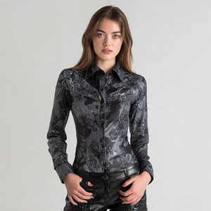 เสื้อหนังพิมพ์ลายสำหรับผู้หญิงเสื้อหนังสีดำพิมพ์ลายพิมพ์ซับลิเมชันสำหรับผู้หญิง - Product Image 2
