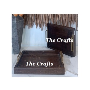 Latest Design Wood Food Serving <b>Tray</b> With Stainless Steel Handles Greatest Quality <b>Snacks</b> Serving <b>Tray</b> At Low Price - Product Image 1