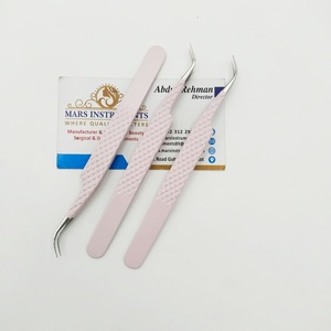 Pince à épiler d'extension de cils à pointe en fibre rose clair incurvée pour cils à pointe pointue - Product Image 5