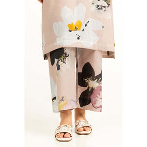 Conjunto de Dos Piezas de Chifón Estampado Beige para Mujer, Estilo Casual, Sin Cuello, Talla XS, Largo por Encima de la Rodilla, para Primavera/Verano - Product Image 1