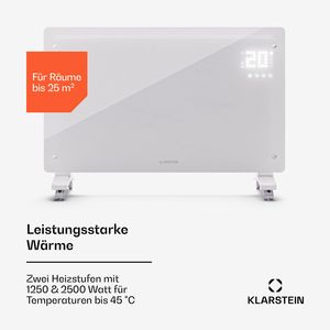Chauffage électrique intelligent à convection 2500W mural portable avec minuterie 7 jours IP24 pour pièces jusqu'à 25 m² 8,5 kg Blanc - Product Image 4