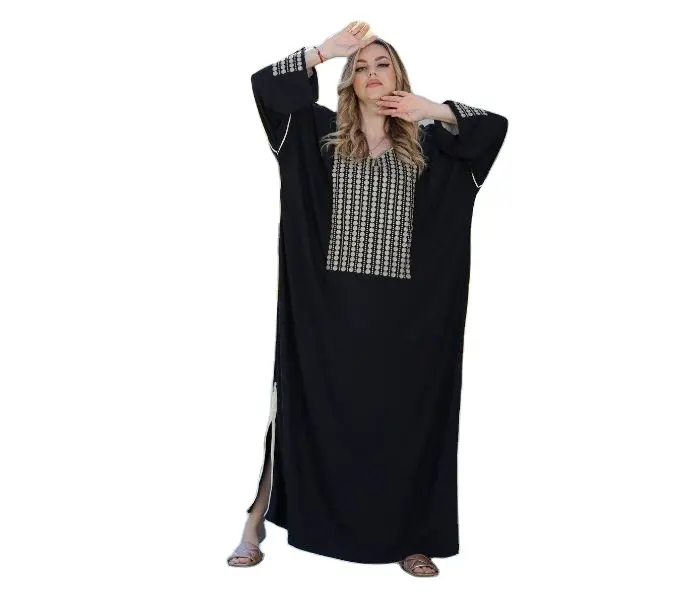 Hochwertige Mode Stickerei Schwere Arbeit Langarm Ärmel Plus Size Frauen Abaya Trendy Occasion Wear Kleid